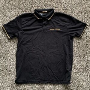 Denim & Flower Men's XL Black Short Sleeve Polo Shirt